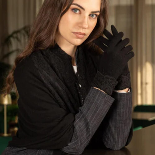 Chez Moi Guanti in lana e cachemire Corinzio Nero