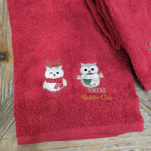 L’Atelier 17 Coppia Asciugamani rosso LET IT SNOW in Spugna – 100% Cotone - immagine 3