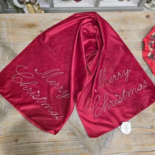 Clodette Camino de mesa de Navidad de terciopelo rojo 45x145 - Imagen 3