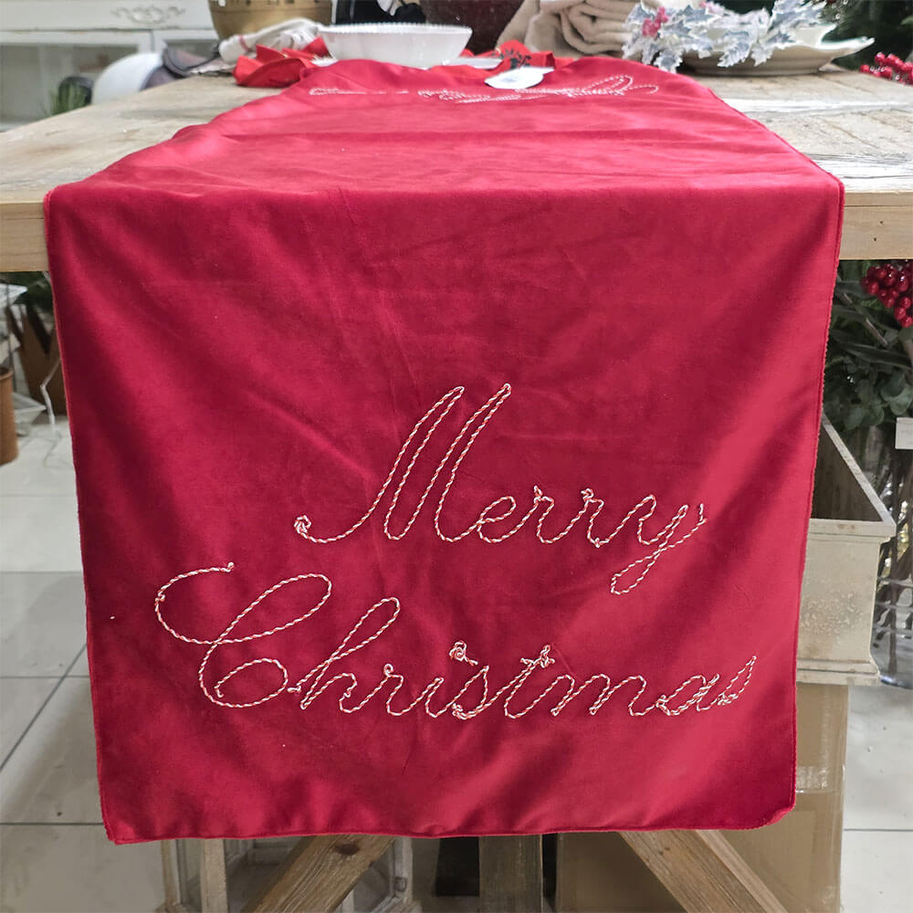 Clodette Camino de mesa de Navidad de terciopelo rojo 45x145