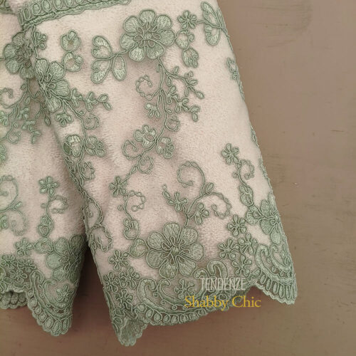 Alternative view of Fiori di Lena Coppia Asciugamani Avorio con Pizzo Verde