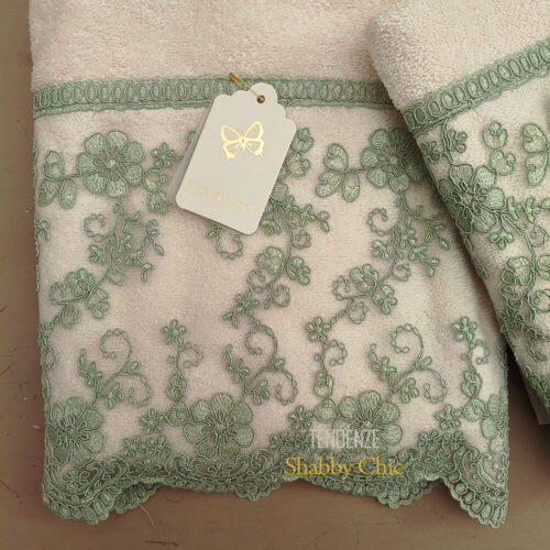 spugna viso ospite avorio con pizzo verde 3