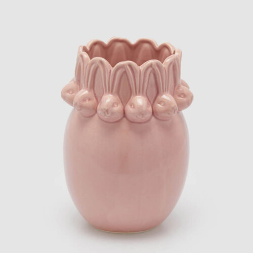 Alternative view of EDG Vaso Conigli Pasquale Rosa Bombato H24 cm