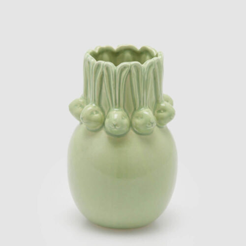 Alternative view of EDG Vaso Conigli Pasqua Verde Bombato H20 cm