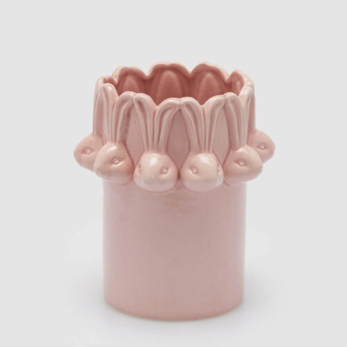 Alternative view of EDG Vaso Conigli Pasqua Cilindrico Rosa H19 cm