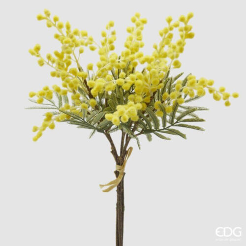 Mazzo artificiale di mimosa EDG con tre rami e fiori gialli, altezza 39 cm