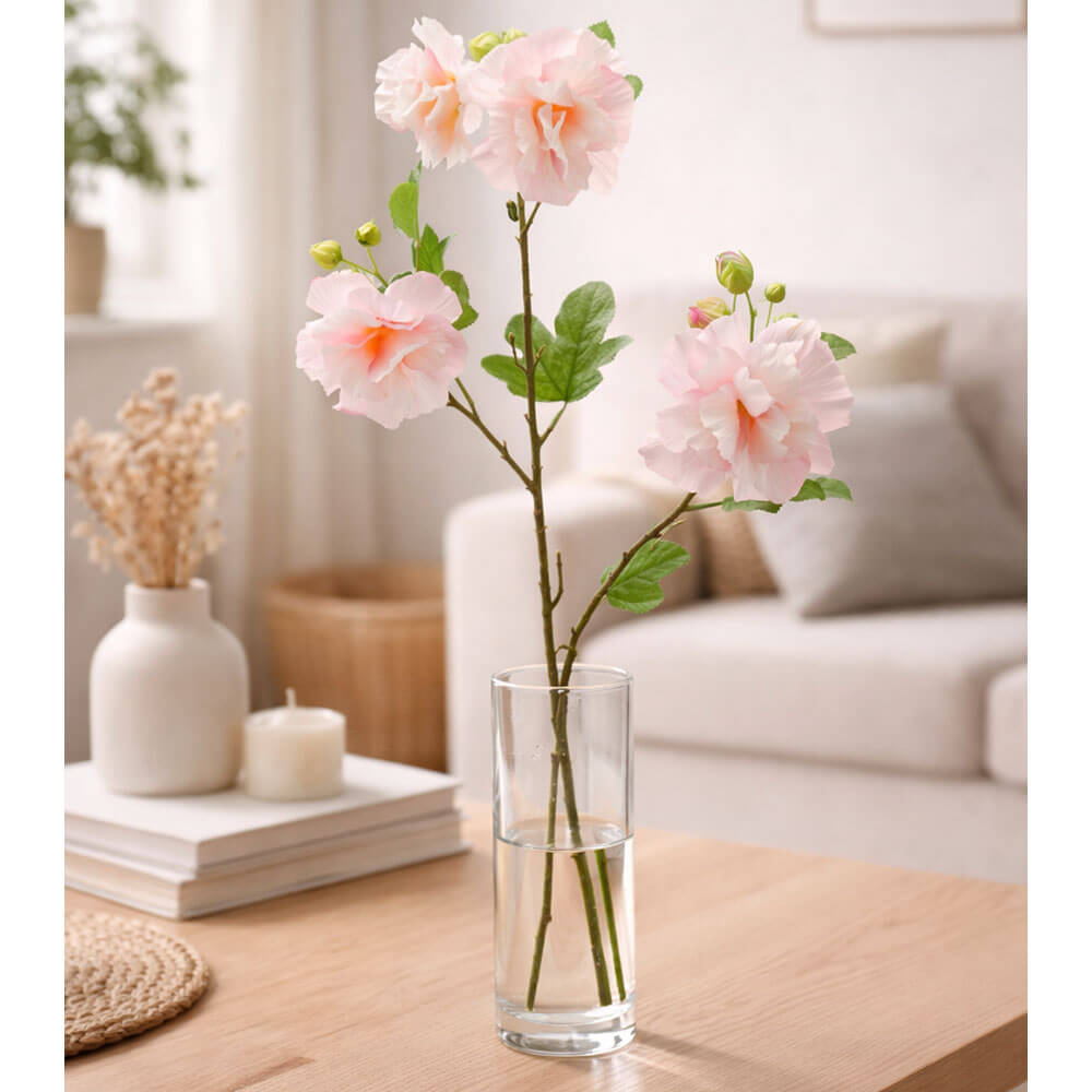 EDG Ramo Hibiscus Rosa con Bocciolo H 105 cm 2 EDG Ramo Hibiscus Rosa con Bocciolo H 105 cm - immagine 2