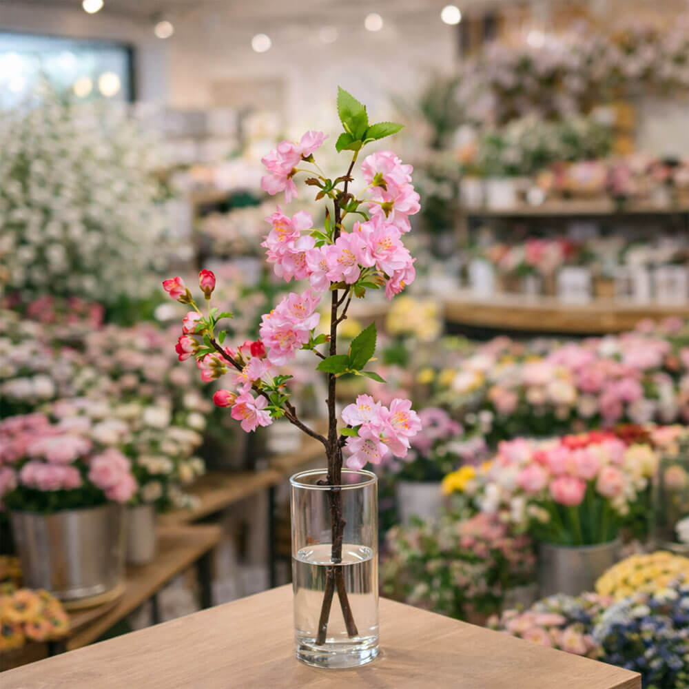 EDG Ramo Ciliegio Rosa con Foglie H 50 cm