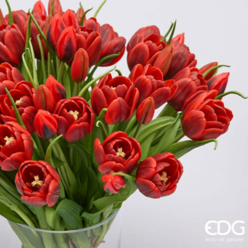 EDG Mazzo 4 Tulipani Rossi Sfumati Real Touch H 40 8 2100588A449 5