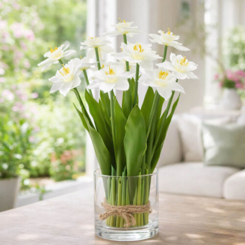 Alternative view of EDG Mazzo 9 Narcisi Bianchi con Foglie H 41