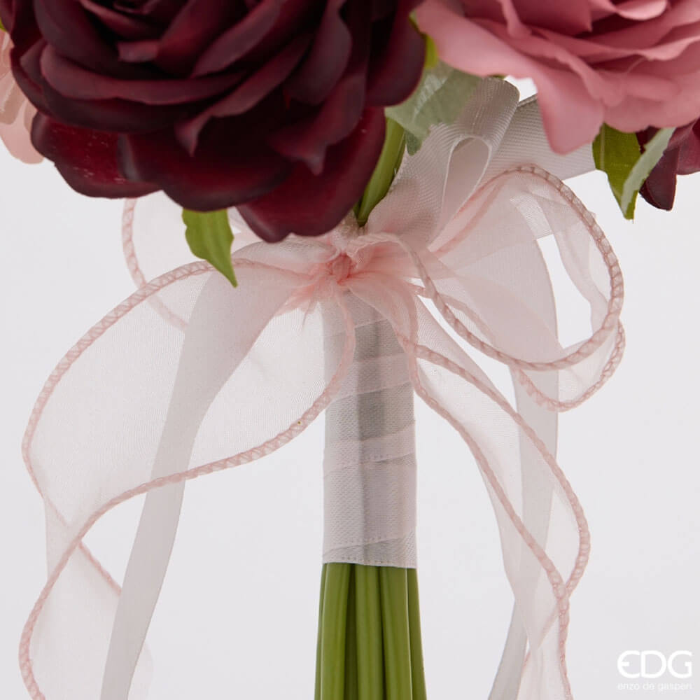 EDG Bouquet 13 Rose Green Pink H33 cm 3 EDG Bouquet 13 Rose Green Pink H33 cm - immagine 3