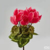 Cespuglio artificiale di ciclamino rosa antico con foglie verdi variegate e fiori realistici