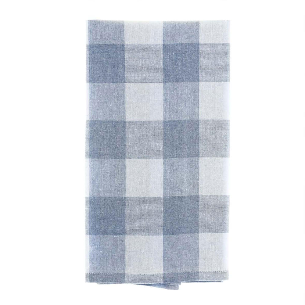 Blanc MariClo Canovaccio Azzurro 50x70 Bolgheri Collection 1 Un torchon en coton mélangé avec un motif à carreaux bleus et blancs, idéal pour un usage quotidien dans la cuisine.