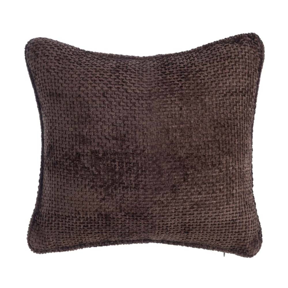 Coussin carré marron en tissu tissé à la surface douce, collection Morbido Sonno.