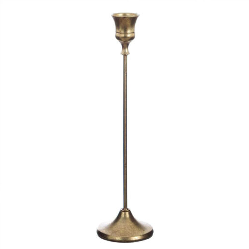 Porta candela Blanc Mariclò in metallo brunito con stelo alto e base rotonda