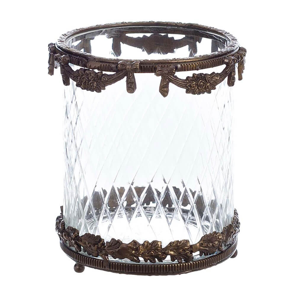 Blanc MariClò Jarrón decorativo Artemisia h 17 cm 1 Blanc MariClò Jarrón decorativo Artemisia de cristal transparente con marco de latón decorado