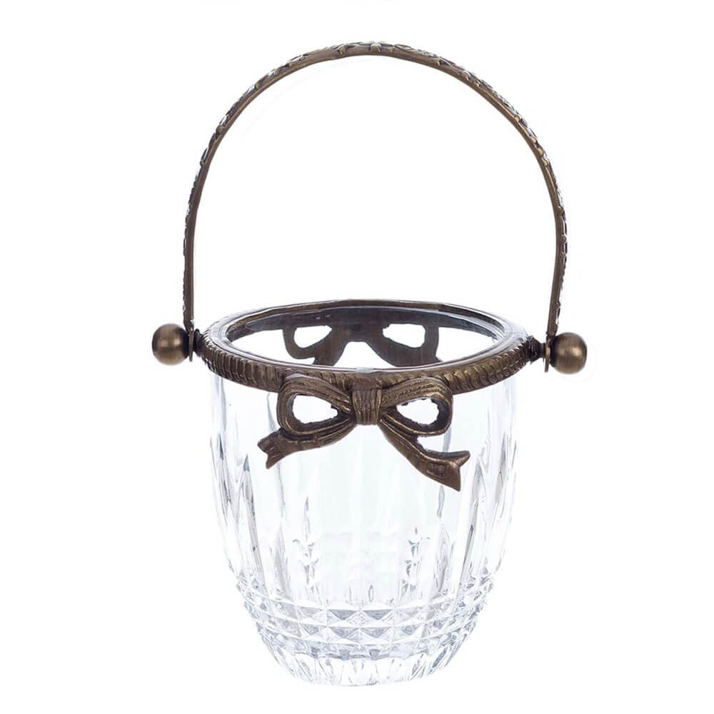 Blanc Mariclò Cestino Portatutto Artemisia 9 cm 1 Cestino portatutto Blanc Mariclò Artemisia in vetro e ottone con manico e fiocco