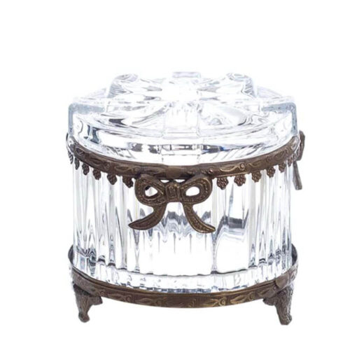 Cofanetto Blanc Mariclò Artemisia in vetro e ottone con fiocco decorativo