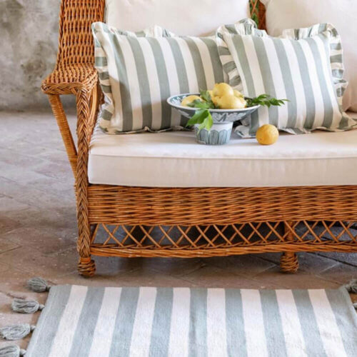 Alternative view of Blanc Mariclò Tappeto a Righe Verdi con Nappe 60x90