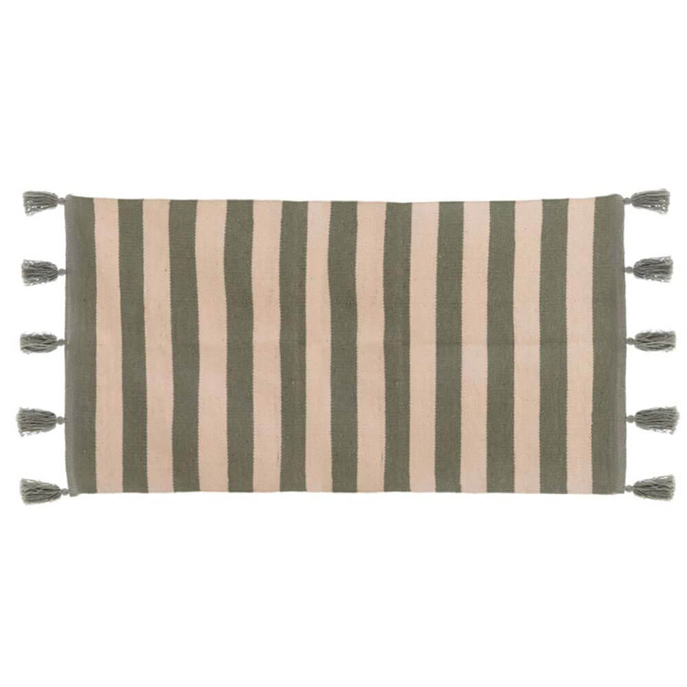 Chemin MariClò table Tapis rayé avec pompons 40x150 cm 1 Chemin de table en coton rayé vert avec glands décoratifs Blanc MariClò