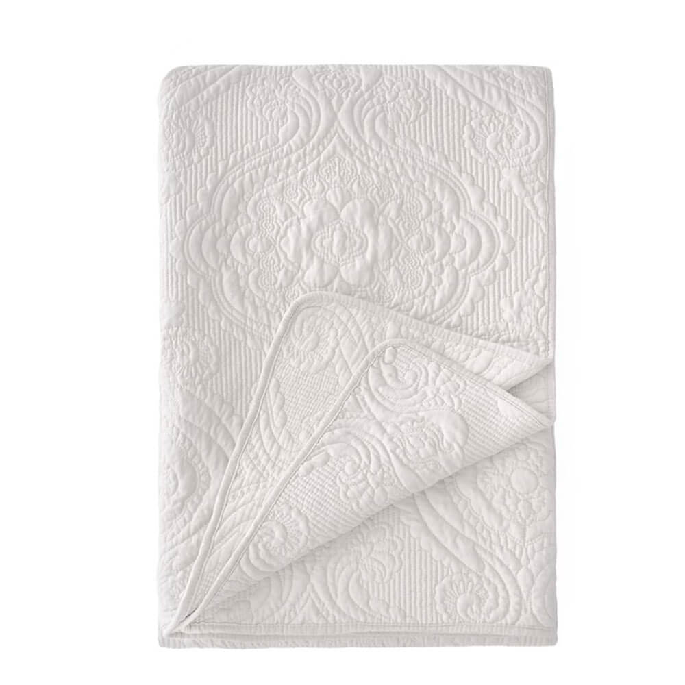 Blanc MariClò Double couette en coton brodé + 2 taies d'oreiller 2 Blanc MariClò Double couette en coton brodé + 2 taies d'oreiller – Image 2