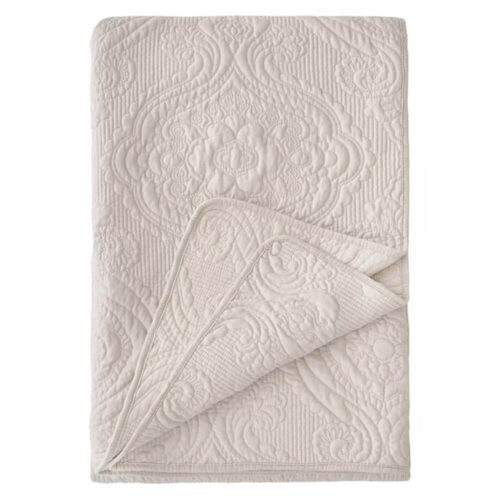 Alternative view of Blanc MariClò Colcha 1 cuadrado y medio Beige + 2 fundas de almohada Bordado de algodón