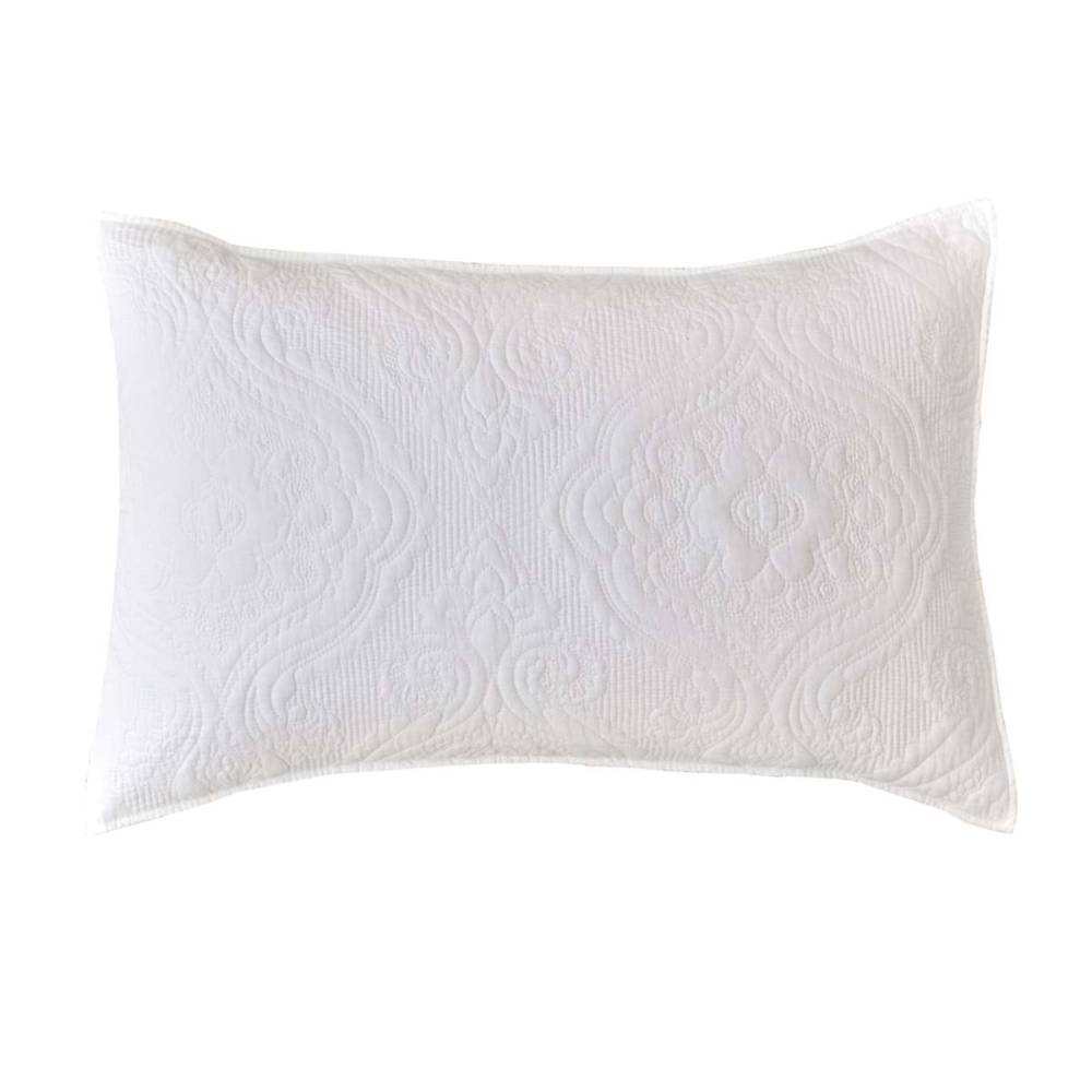 Blanc MariClò Double couette en coton brodé + 2 taies d'oreiller 3 Paire de housses de coussin blanches avec broderie décorative en relief et texture ton sur ton, signées Blanc MariClò.
