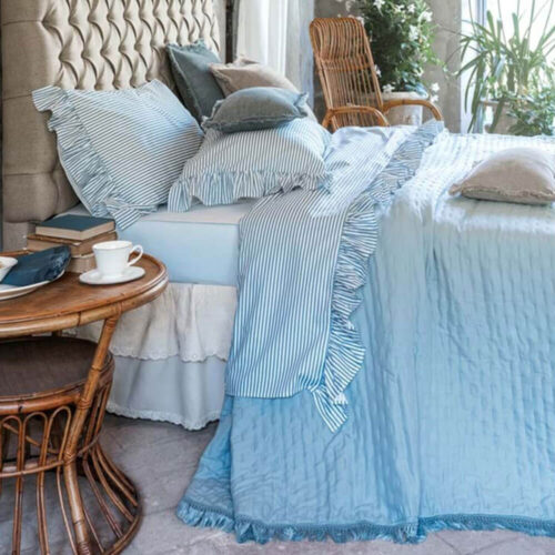 Alternative view of Blanc Mariclò Trapunta 1 piazza e mezza Azzurra Petali Uniti