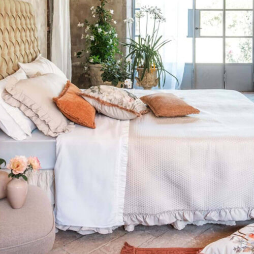 Blanc MariClo' Colcha doble Gala Natural Acquarello + 2 fundas de almohada