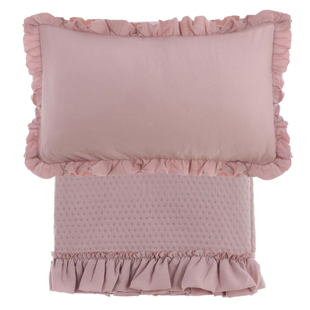 Blanc MariClo' Gala Acquarello rosa edredón doble + 2 fundas de almohada