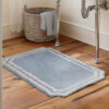 Tappeto bagno azzurro in cotone spesso con bordo decorativo Blanc Mariclò