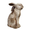 Statue décorative de lapin assis en résine, effet antique, dans un style rustique naturel.