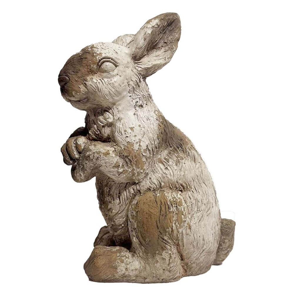 Blanc MariClò Coniglio Cortile Collection H40 cm 1 Statua decorativa di coniglio in resina, con texture realistica effetto pietra, posa accovacciata e orecchie alzate.
