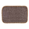 Sottopiatto rettangolare in fibra intrecciata con bordo naturale e centro a rete color tortora, stile rustico elegante.