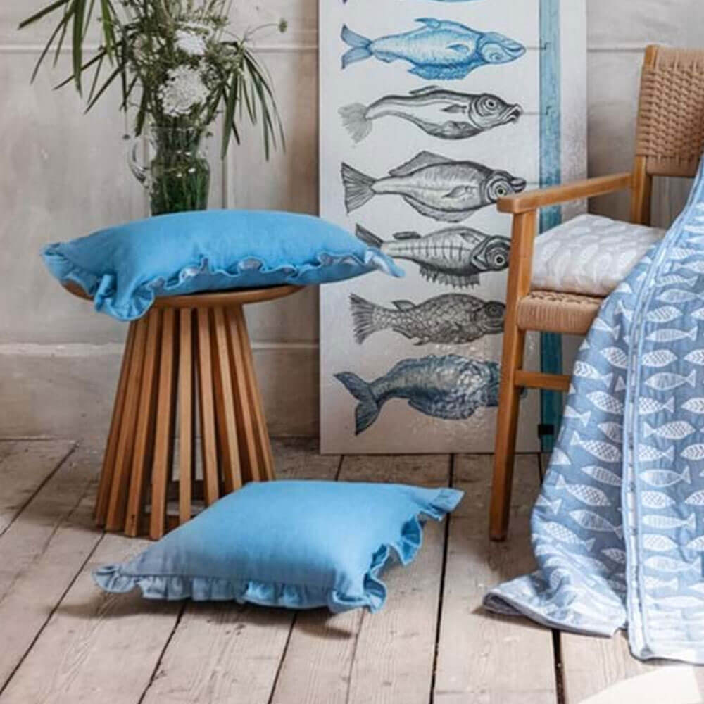 Blanc MariClò Coussin Denim avec Gala 30x59 cm 2 Blanc MariClò Coussin Denim avec Gala 30x59 cm – Image 2