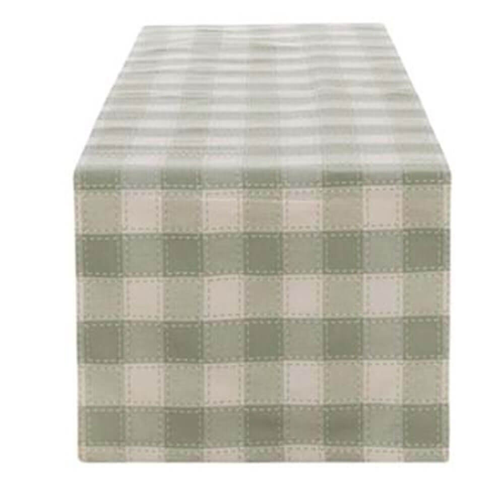 Blanc MariClò Chemin de table Vichy Green Love Branches 45x140 cm 1 Chemin de table Blanc MariClò à carreaux verts et crème, motif Vichy, collection Rami d'Amore.