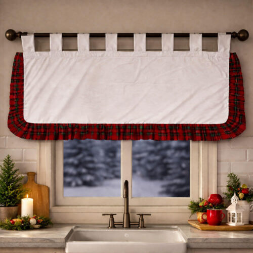 Alternative view of Clodette Mantovana Velluto Panna con Rouche Tartan 150x50 cm