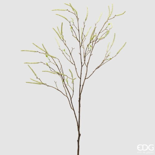 Ramo di salice artificiale bianco con amenti decorativi effetto naturale