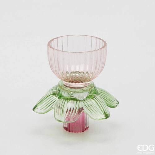 Alternative view of EDG Portacandela Flower in vetro H12,5 cm