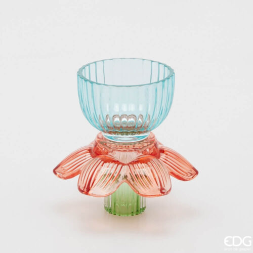 Alternative view of EDG Portacandela Flower in vetro H12,5 cm