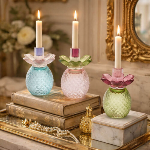 Alternative view of EDG Portacandela Flower in vetro H16 cm