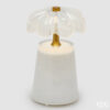 EDG Lampe de table blanche Lily avec abat-jour fleuri en verre et base blanche