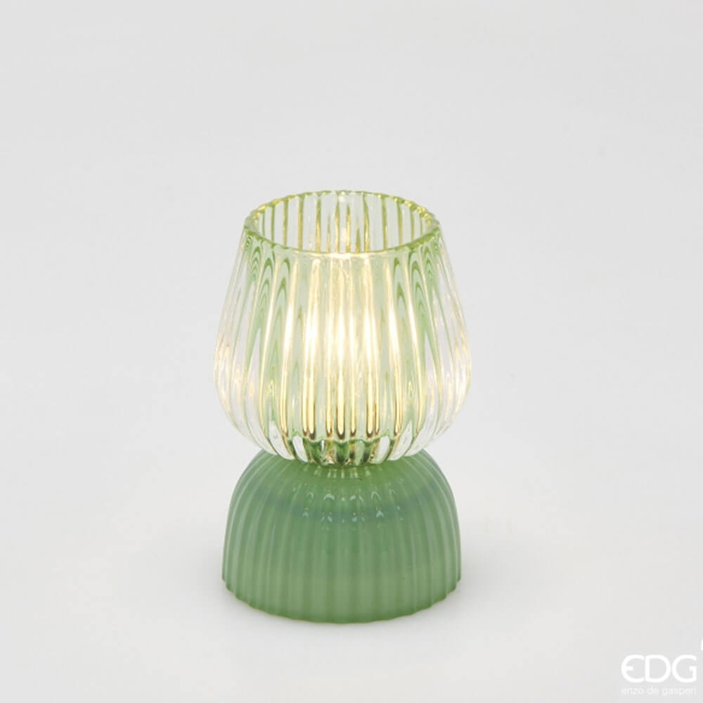 EDG Lampada da Tavolo Verde Biforma Righe LED H13 1 EDG Lampada da Tavolo Verde Biforma Righe LED H13