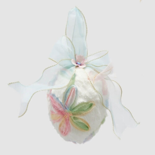 EDG Uovo Decorativo Fiocco da Appendere H16 D12 - Bianco