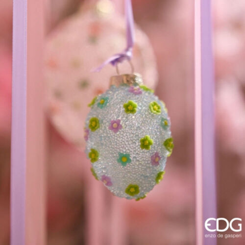 Alternative view of EDG Decoro Uovo in Vetro con Fiori H 6,5 cm
