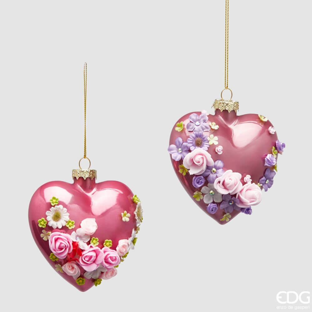 EDG Décoration en verre en forme de cœur floral D 10 cm – Image 2
