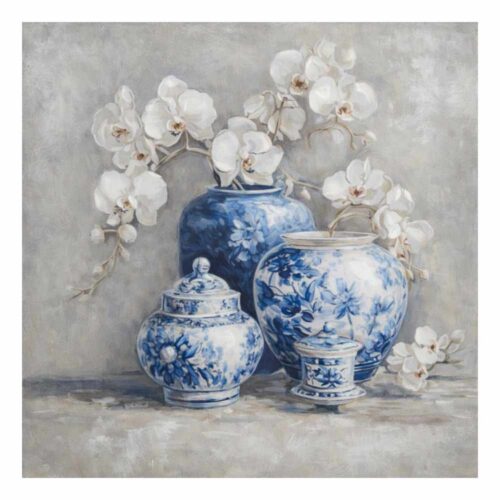 Alternative view of Blanc Mariclò Quadro Vasi Blu e Orchidee 80x80 cm Racconti