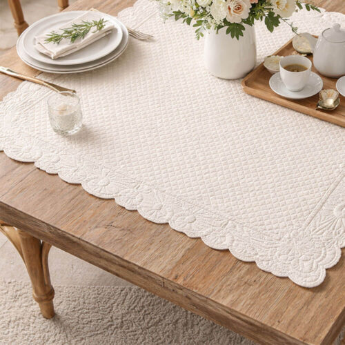 Blanc MariClò Centro de mesa acolchado marfil 90x90