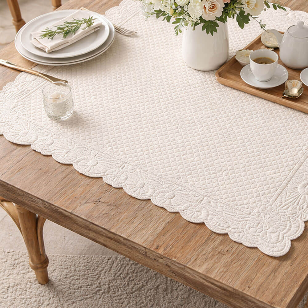 Blanc MariClò Centre de table matelassé ivoire 90x90 1 Blanc MariClò Centre de table matelassé ivoire 90x90