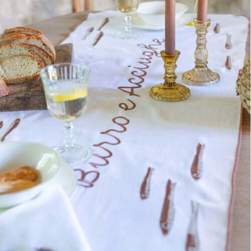 Alternative view of Blanc Mariclò Runner Burro e Acciughe Ricamato 50x160